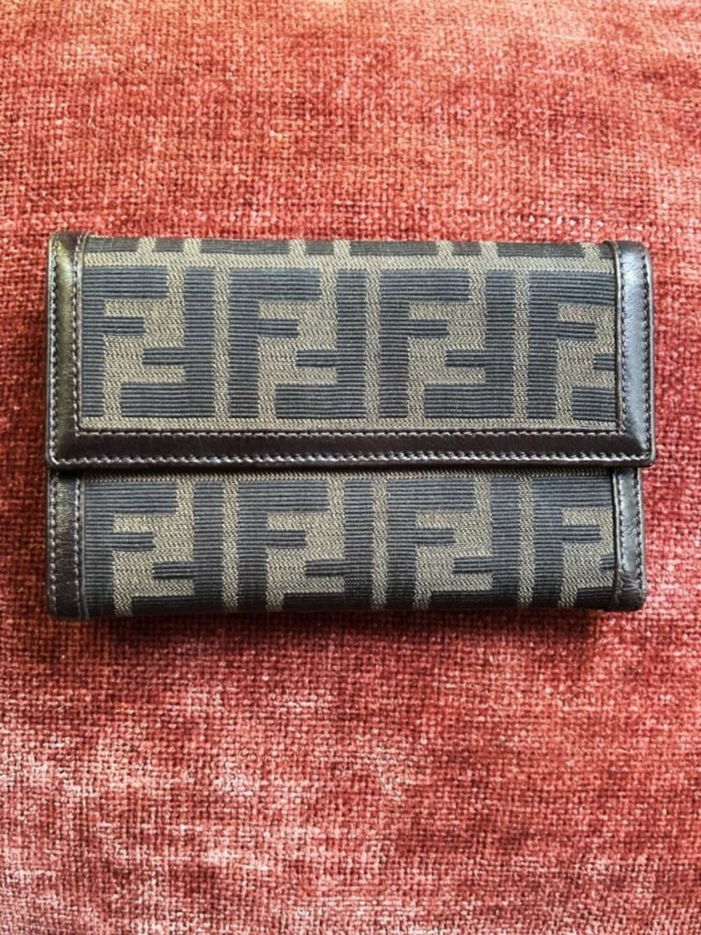 FENDI Zucca Compact Long Wallet, Tobacco
